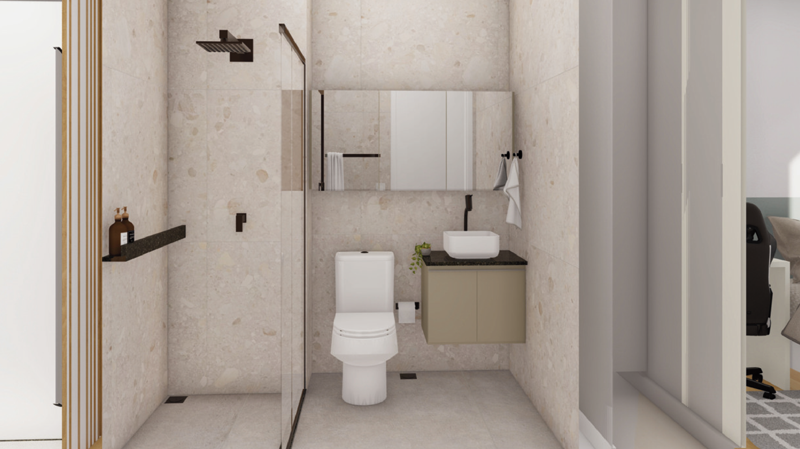 Banheiro 1 dorm - 36 m²