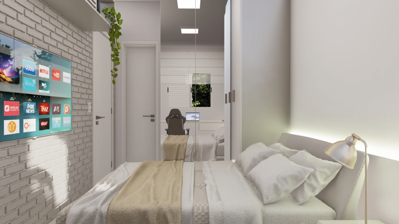 Dormitório 1 dorm - 26 m²